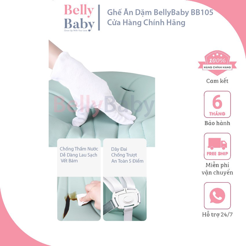 Ghế Ăn Dặm BellyBaby BB105 Phiên Bản 2021 FULL Phụ Kiện - Có Bánh Xe - An Toàn - Tiện Lợi - BellyBaby