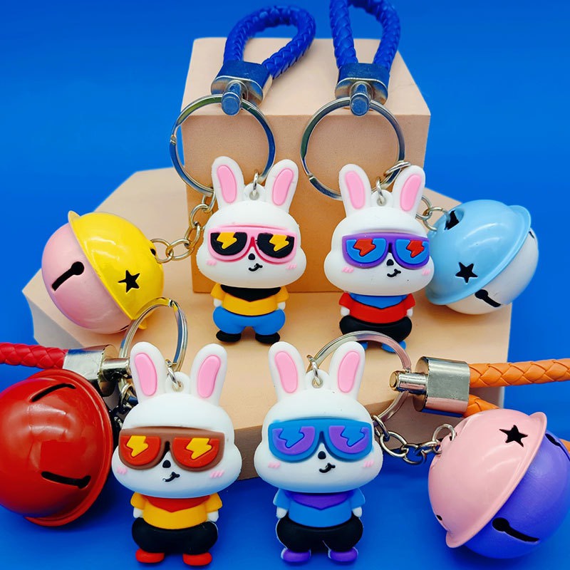 [ HCM ] Móc khoá thỏ đeo kính dùng treo balo , móc khoá ko bị thất lạc