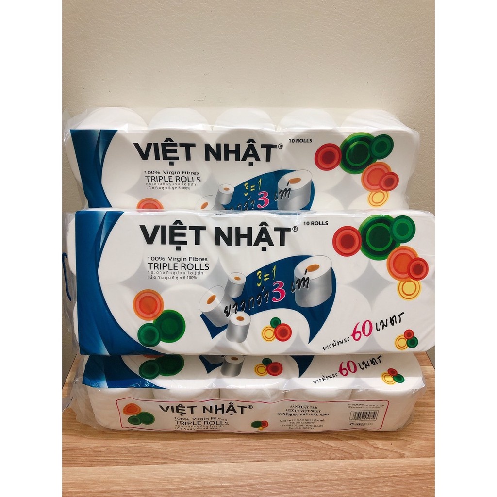 Bịch giấy vệ sinh việt nhật 10 cuộn không lõi in cá 3 lớp