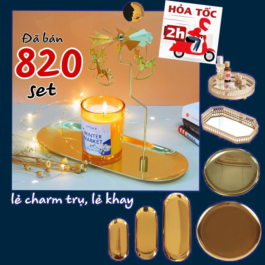 Khay đựng nến thơm chong chóng xoay TAMUSHOP92 Giá đế nến charm xoay vòng size lớn KKN001