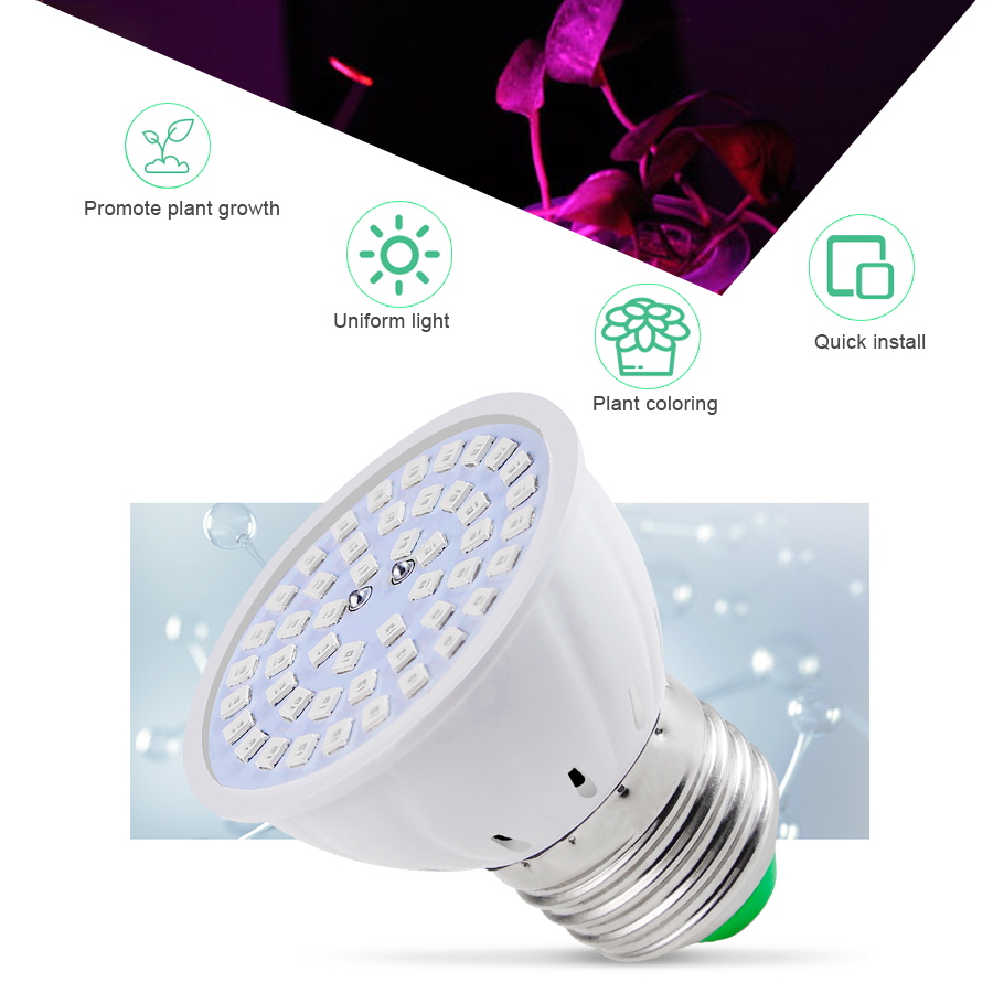 AdiodoBóng đèn tăng trưởng thủy canh 48/60/80led Led B22 / E27 / E14 / GU10 / MR16 Bóng đèn Led phát triển đầy đủ Quang phổ 220V Nhà máy UV Hoa cây con Đèn Phyto cho nhà kính