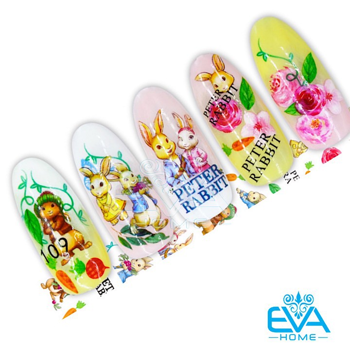 Decal Dán Móng Tay 3D Nail Sticker Hoạ Tiết Thỏ Con Peter Rabbit EB109