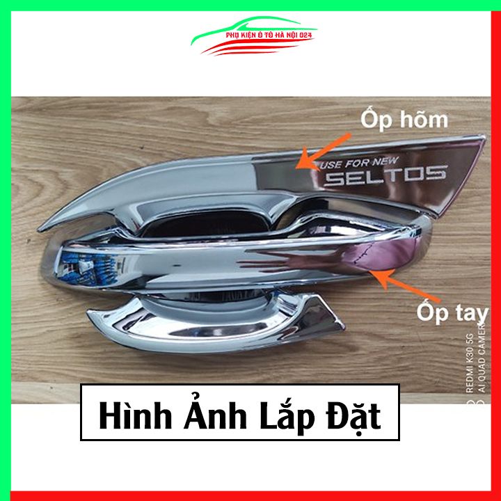 Ốp tay hõm mạ crom Seltos 2020-2023 sáng  bóng chống trầy bảo vệ cửa xe ô tô