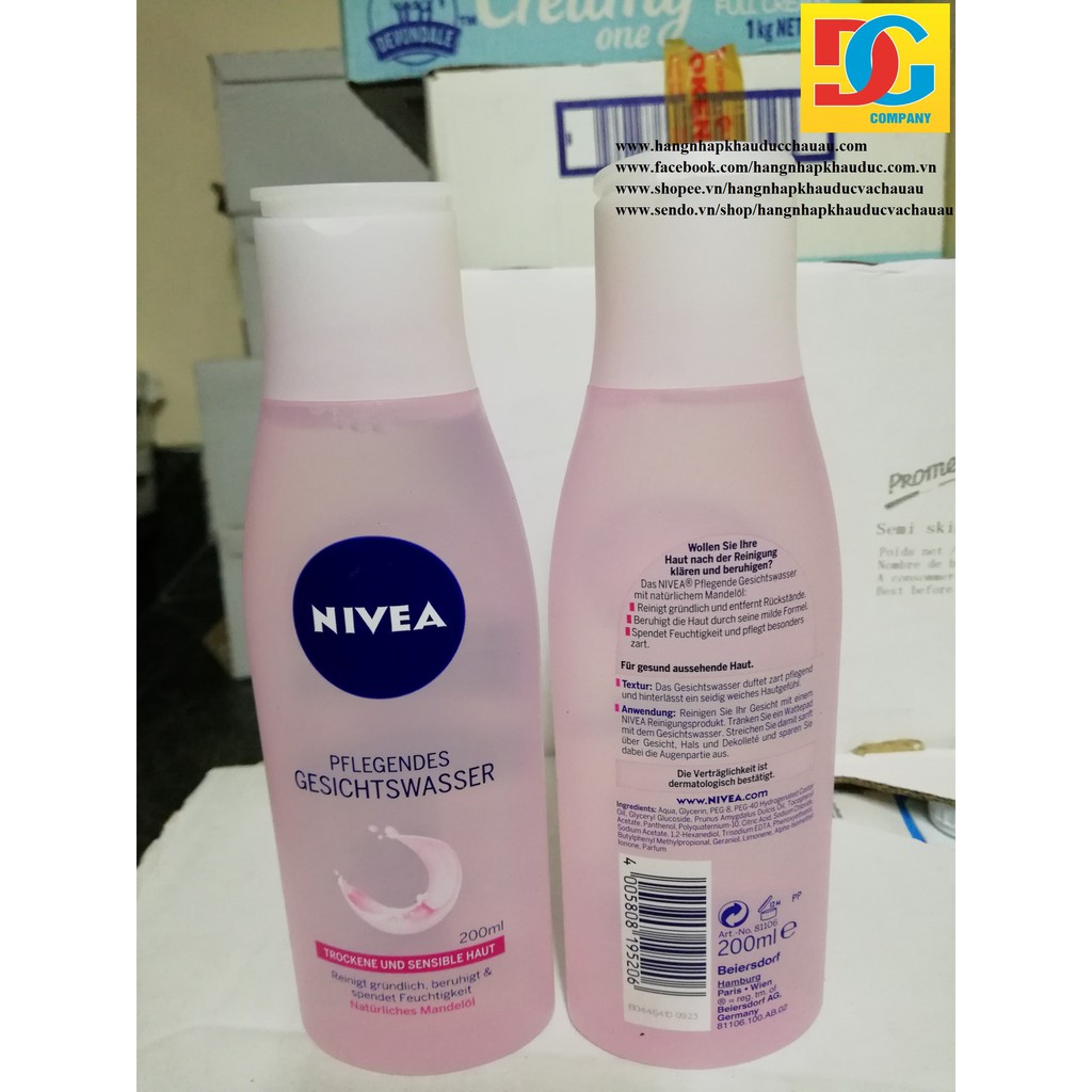 Nước Hoa Hồng Nivea Pflegendes Gesichtswasse Cho Da Khô + Nhạy Cảm 200ml/Chai Đức