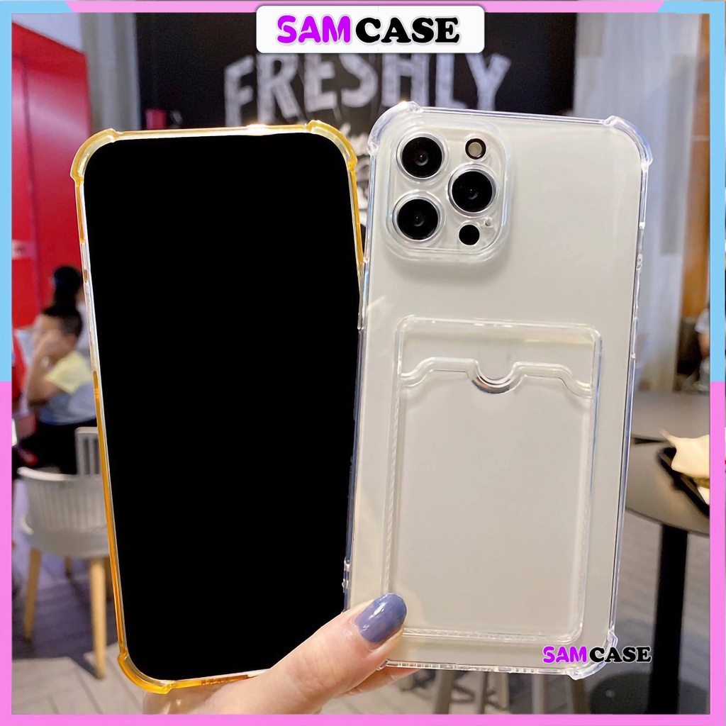 Ốp lưng ví iPhone chống sốc  Silicon trong suốt mềm dẻo có ngăn túi đựng cho iphone 6/6s/7/8/X/XS/11/12/13 Pro Plus Max