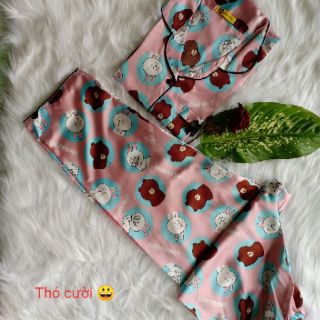 Đồ bộ mặc nhà pijama lụa satin cao cấp