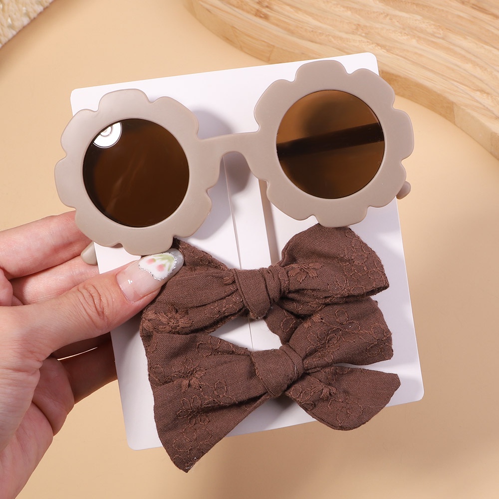 Bộ 3 món kẹp tóc và mắt kiếng hình hoa hướng dương KIDSBOWS thời trang cho bé gái