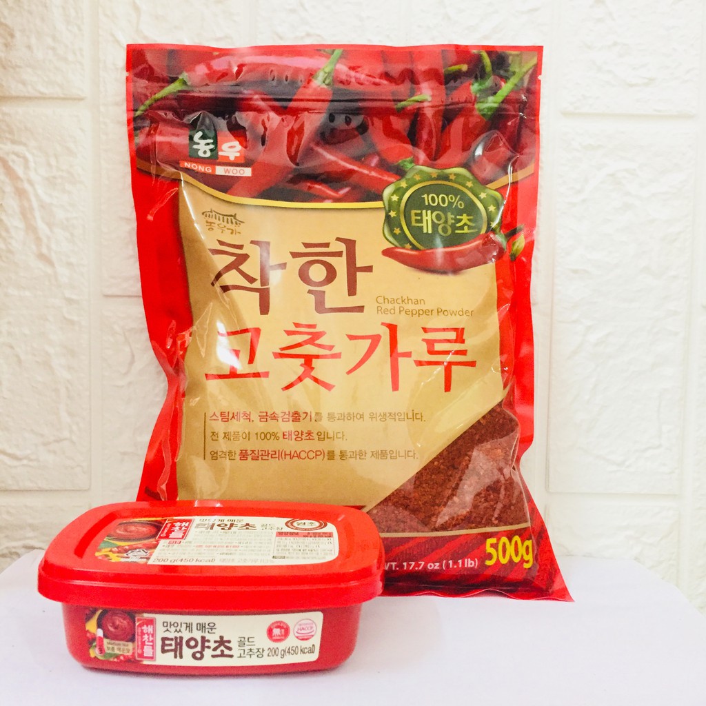 COMBO ỚT BỘT HÀN QUỐC 500GR + 1 HỘP TƯƠNG ỚT GOCHUJANG HÀN QUỐC 200GR