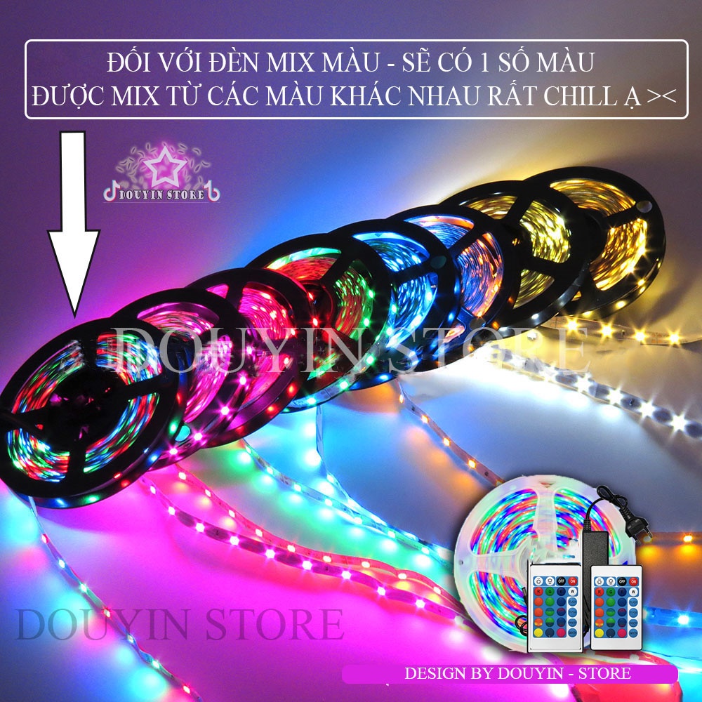 Dây Đèn led RGB 16 triệu màu 5m, 10m, nháy theo nhạc, app điện thoại decor phòng ngủ, gương, quay tiktok