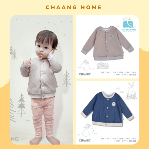 Áo khoác cho bé trai bé gái denim không mũ Snow Chaang