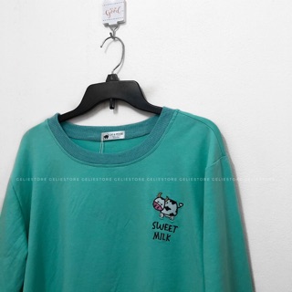(ẢNH THẬT) ÁO SWEATER BÒ SỮA NỈ DA CÁ