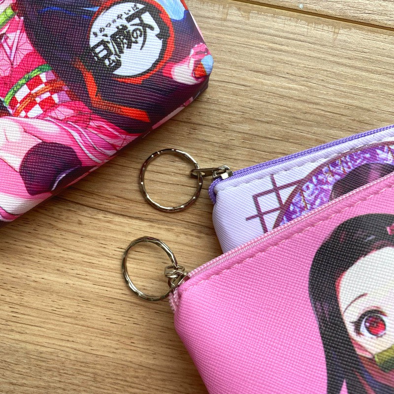 Ví Ngắn Đựng Tiền Xu Kamado Tanjiro Nezuko My Wife Zenitsu Bằng Da pu In Họa Tiết Demon Slayer