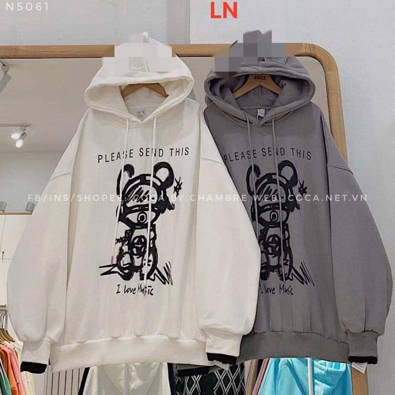 Áo hoodie thỏ bịt mắt LN11