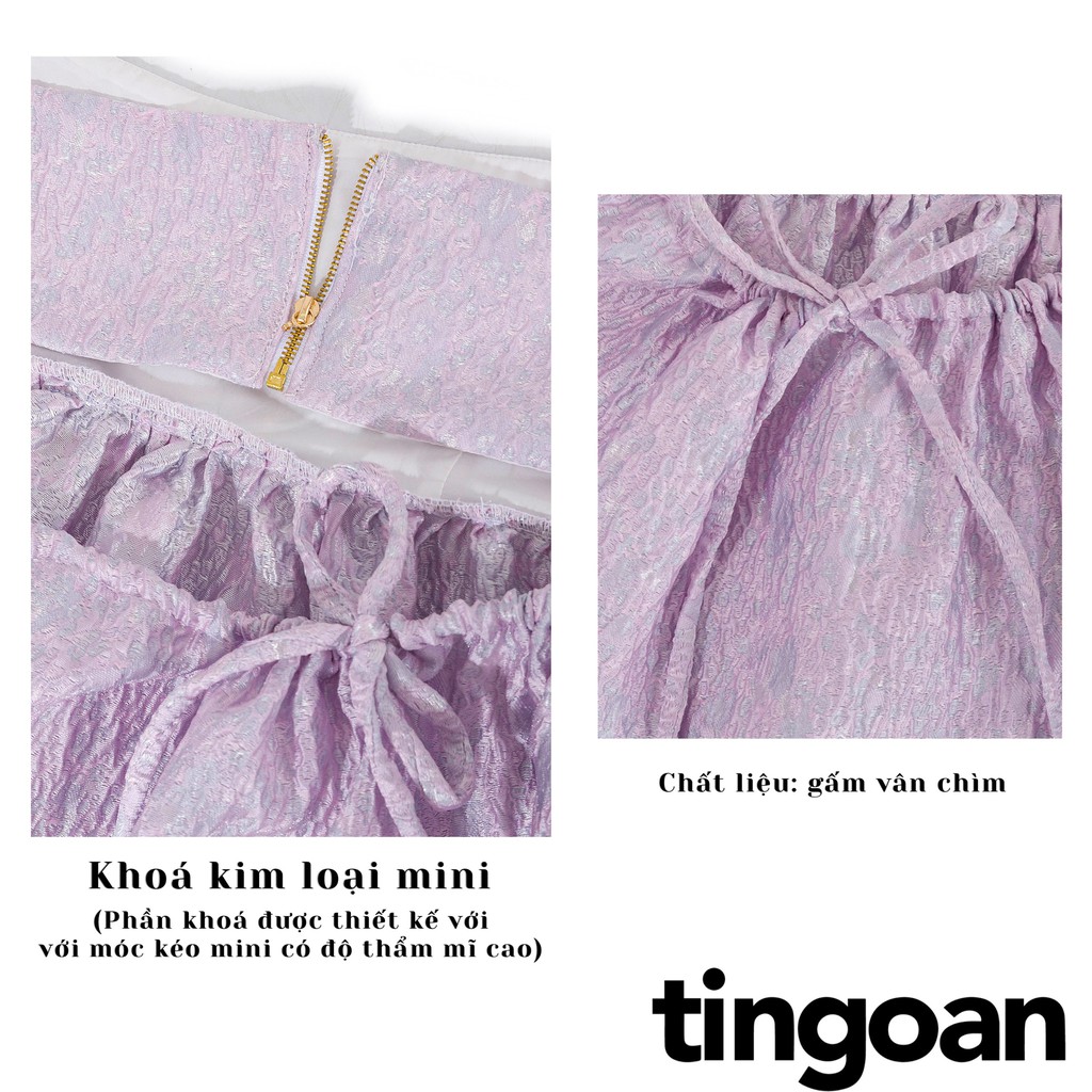 TINGOAN® - Áo hai dây gấm khoét lưng tím VIVIEN TOP/PP