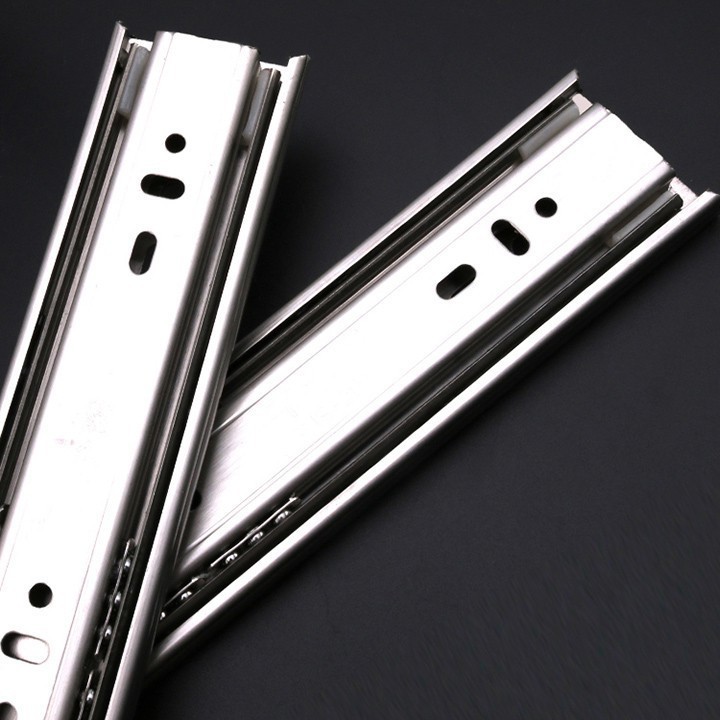 Ray Trượt Bi 3 Tầng Inox JingPing  - Ray trượt bi được ứng dụng nhiều làm thanh ray trượt ngăn kéo tủ