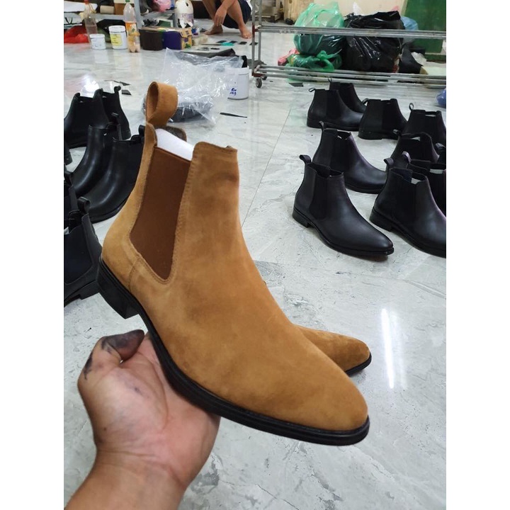 Giầy Chelsea Boots da lộn Tan Sữa,Đen,Nâu thích hợp với quần jeans,âu