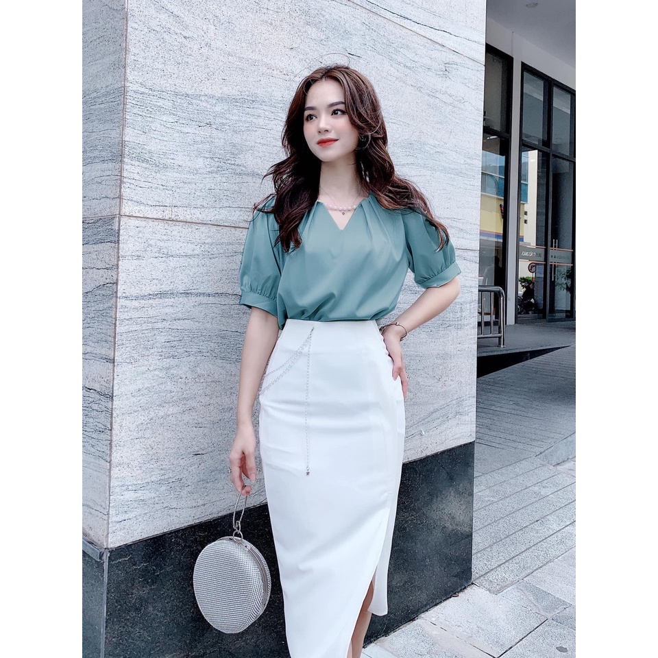 Áo sơ mi công sở ❣️FREESHIP❣️ÁO CỔ V CƯỜM