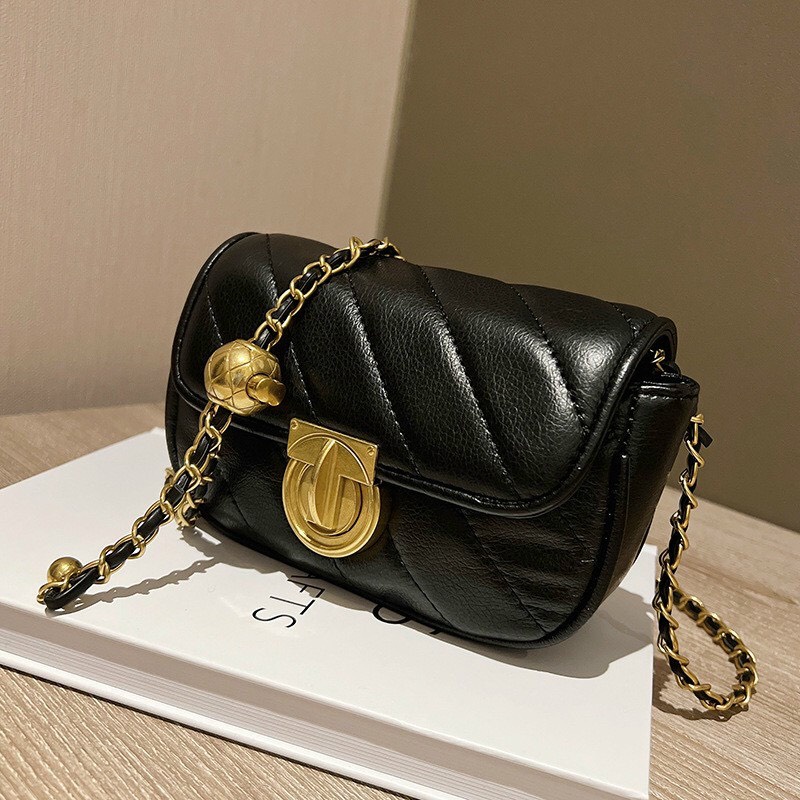 Túi đeo chéo da PU dây xích quả chuông Quảng Châu size 19