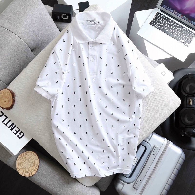 Áo Polo Trụ Thun Cao Cấp Hoạ Tiết Mỏ Neo Sắc Nét Lên Dáng Bao Đẹp_PHTSHOP
