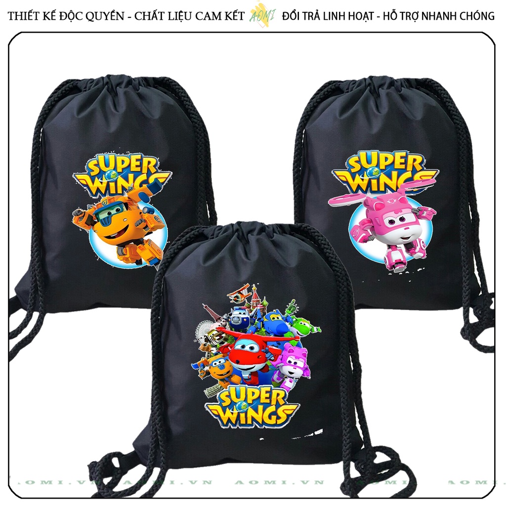 BALO MINI đội bay supper wing AOMIVN DÂY RÚT ĐEO VAI 33x38cm NHỎ XINH UNISEX CHẤT CANVAS CUTE TIỆN ÍCH DU LỊCH DẠO PHỐ