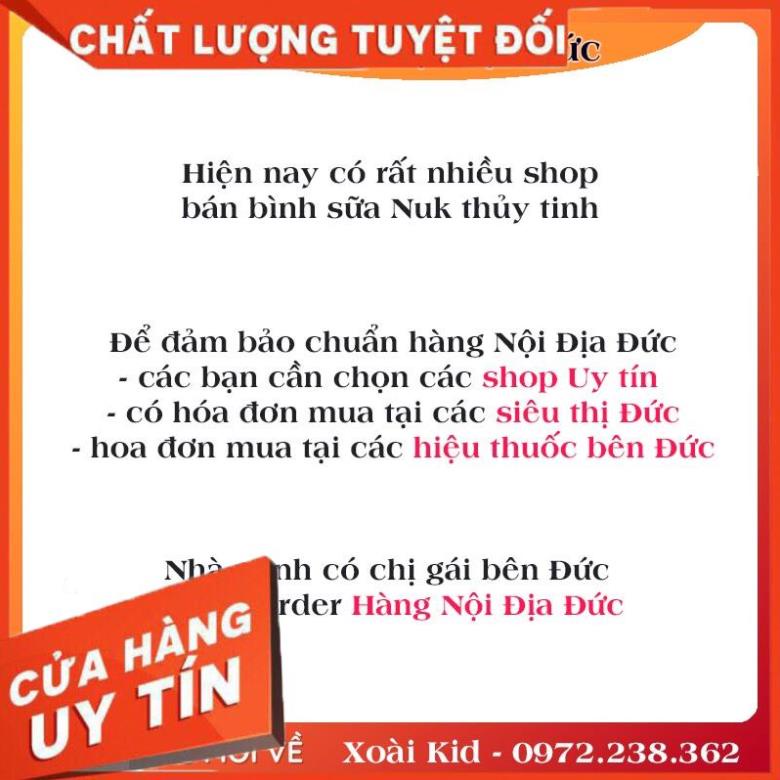 BÌNH SỮA  CỔ RỘNG NUK THỦY TINH ĐỨC -Nội địa Đức Đủ Bill