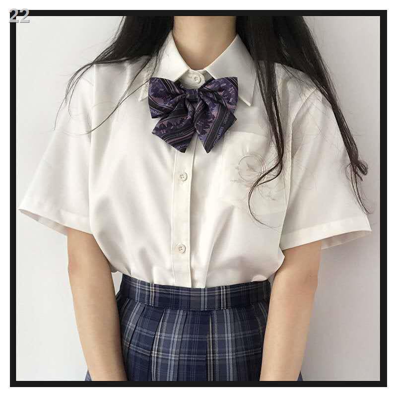 S6Đồng phục JK nguyên bản mùa xuân hè mẫu mới 2021 thêu áo sơ mi nữ ngắn tay phong cách học đường Nhật sinh dễ ph
