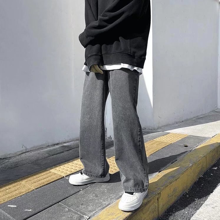 Quần jeans Ống Rộng Lưng Thun Thoải Mái Phong Cách Hip Hop Đường Phố Nhật Bản Size S-5XL Dành Cho Nam