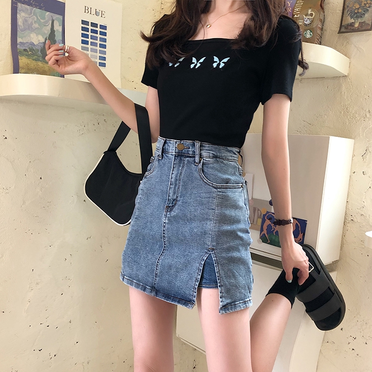 Chân Váy Denim Chữ A Lưng Cao Xẻ Tà Thời Trang 2020 | BigBuy360 - bigbuy360.vn