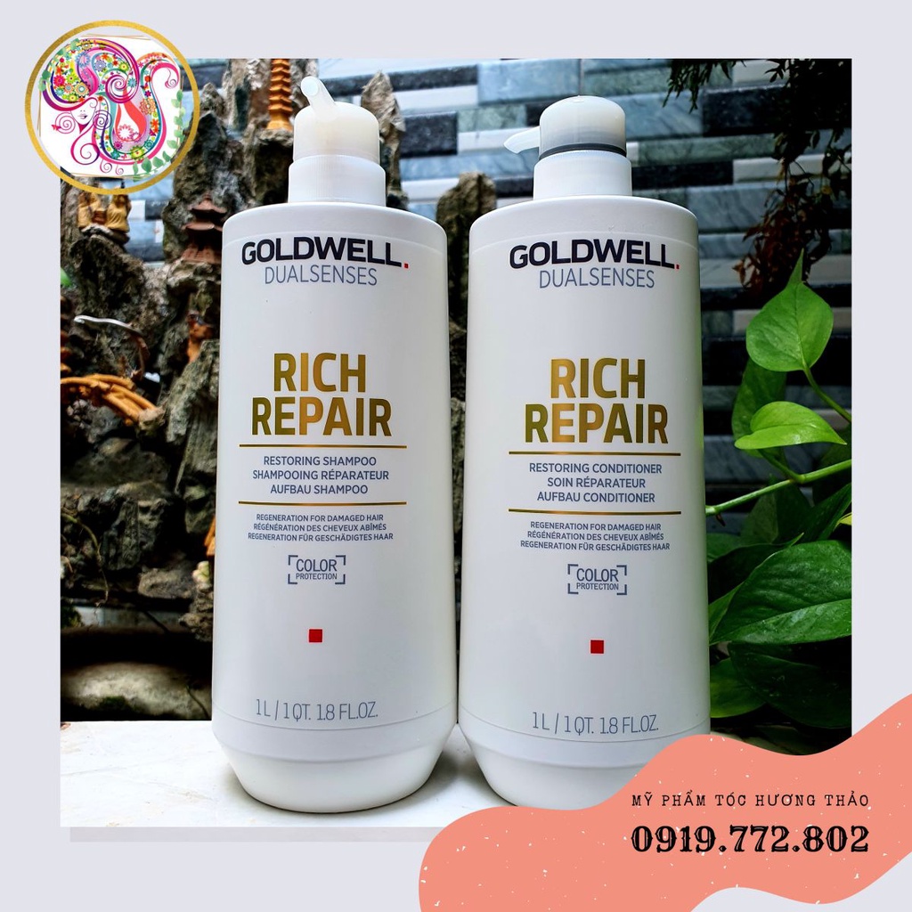 @goldwell_đức Dầu gội xả GOLDWELL DUALSENSES RICH REPAIR RESTORING siêu chữa trị tóc hư tổn 1000ml