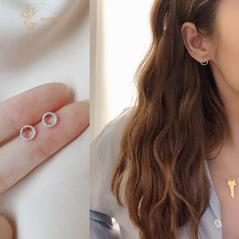 1 Cặp Khuyên Tai Tròn Rỗng Bằng Bạc S925 Nhỏ Nhắn Dành Cho Bạn Nữ
