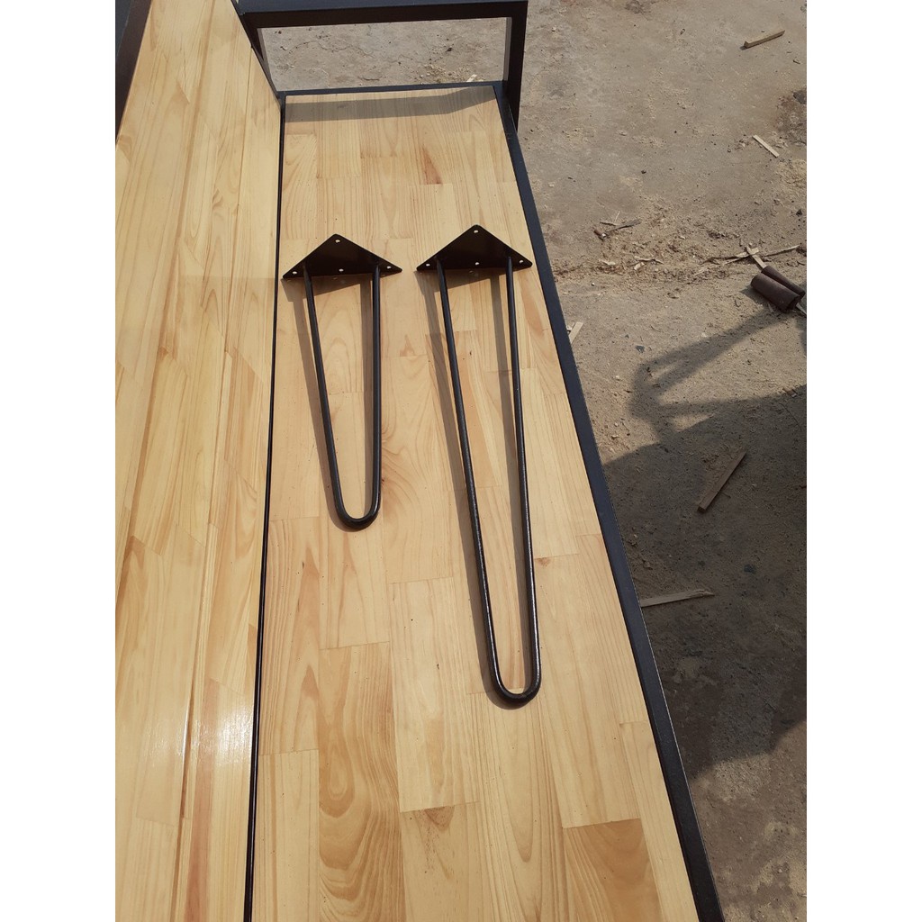 Chân sắt lắp bàn gỗ me tây - Chân Hairpin cao 40cm Loại 2 thanh sắt| Chân bàn sắt hairpin HP Decor