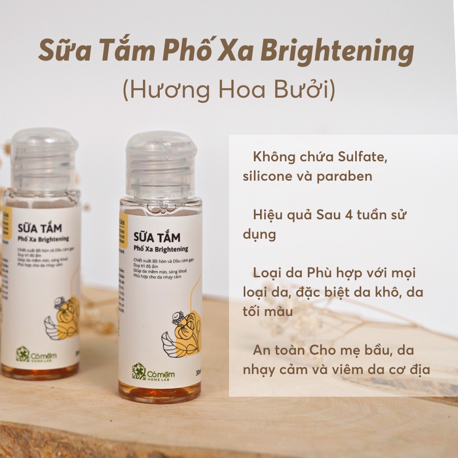 Sữa tắm Bồ Hòn Mini Phố Xa Hương Hoa Bưởi Dưỡng Ẩm Sáng Da Cỏ Mềm 30g