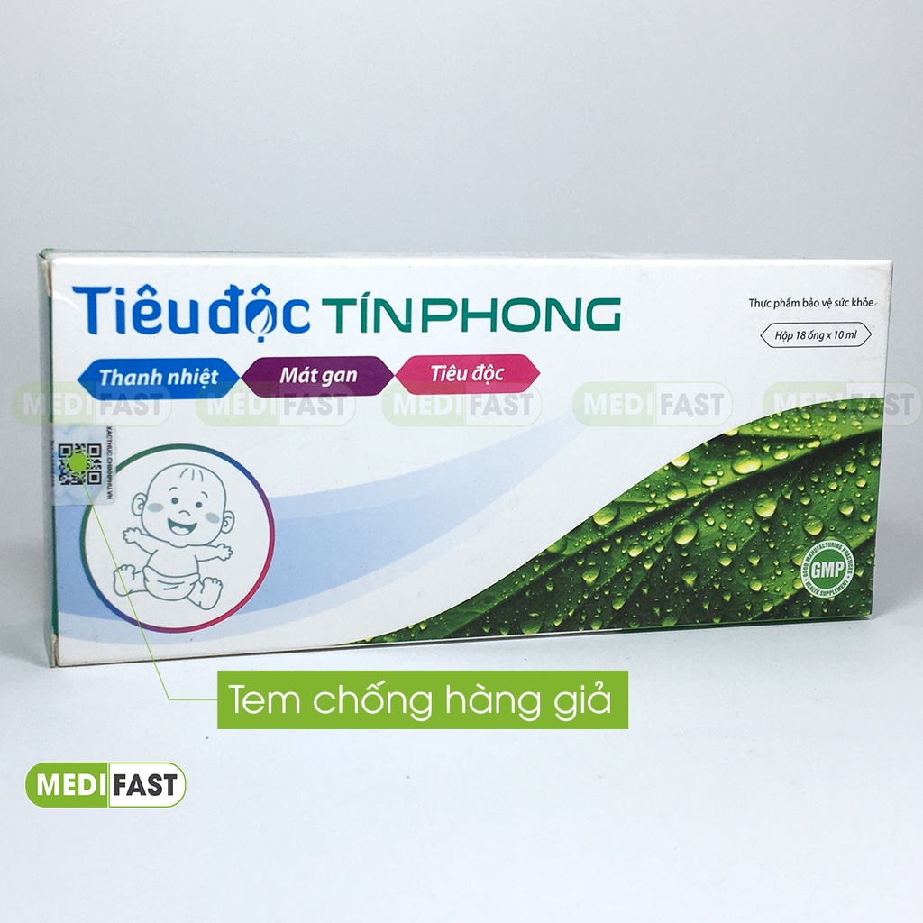 Siro dạng ống Tiêu Độc Tín Phong hộp 18 ống giảm mề đay dị ứng thời tiết, mát gan tiêu độc giảm mụn lưng