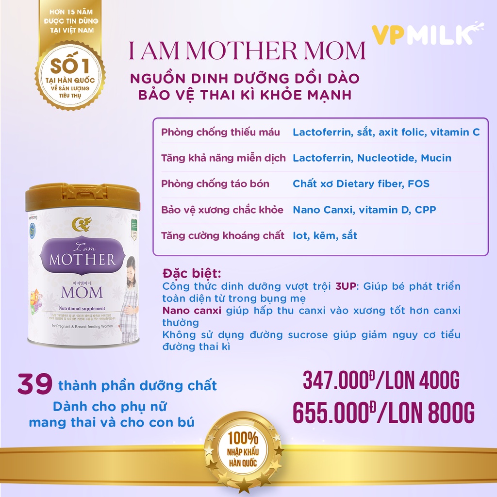 Sữa bột Namyang I Am Mother Mom 400g (mẹ mang thai và cho con bú)