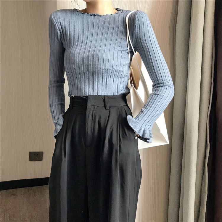 Áo Dệt Kim Tay Dài Màu Trơn Chất Liệu Co Giãn Thoải Mái | BigBuy360 - bigbuy360.vn