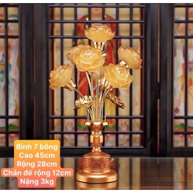 ĐÈN LED HOA SEN LƯU LY 7 MÀU THỜ CÚNG TRANG TRÍ