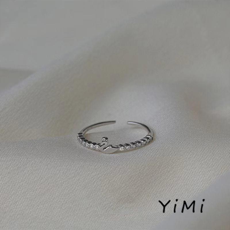 Nhẫn dạng mở phối mặt hình thiên nga nhỏ điều chỉnh được thời trang Hàn Quốc sang trọng