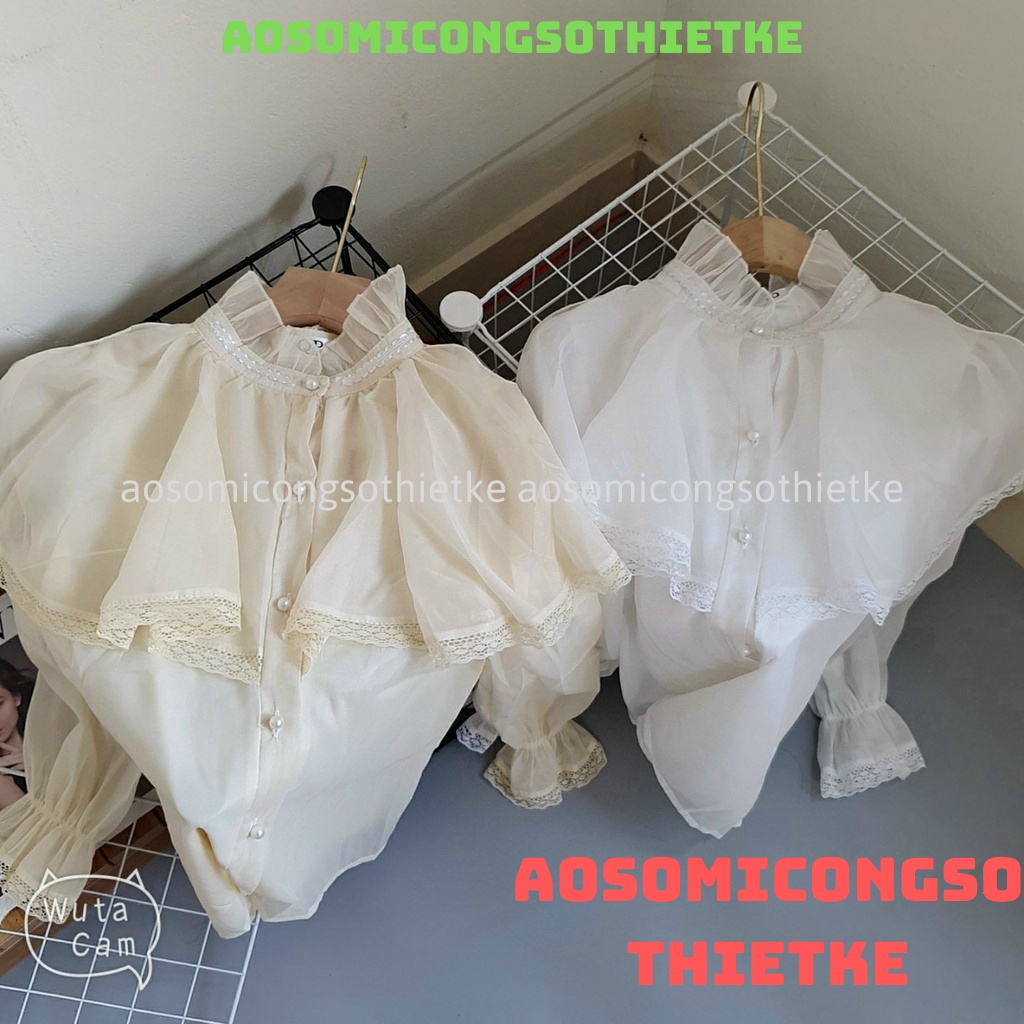áo sơ mi tơ 2 lớp , áo sơ mi tay bồng nút ngọc hàng QCCC loại 1 A0008 kaca aosomicongsothietke