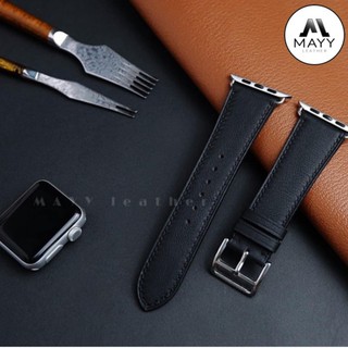 (DA THẬT, BẢO HÀNH 1 NĂM) Dây Da Đồng Hồ Apple Watch Chất Liệu Da Bê Swift Màu Đen