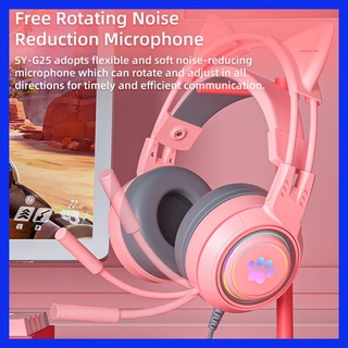 Tai nghe máy tính gaming có mic tai nghe mèo headphone chụp tai pulierde g25 nghe nhạc
