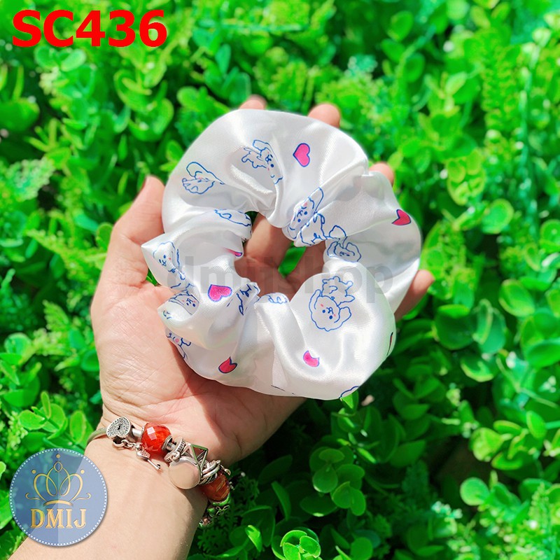 Cột Tóc Vải Scrunchies Họa Tiết Hoạt Hình Nhiều Mẫu Đáng Yêu