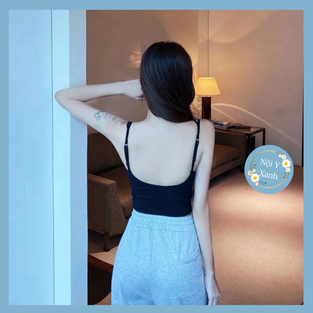 Áo Bra Nữ Dây Kép Cúp Ngực Dáng Lửng Có Đệm Ngực Trend Mới 829 Nội Y Xanh chất thoáng mát cao cấp