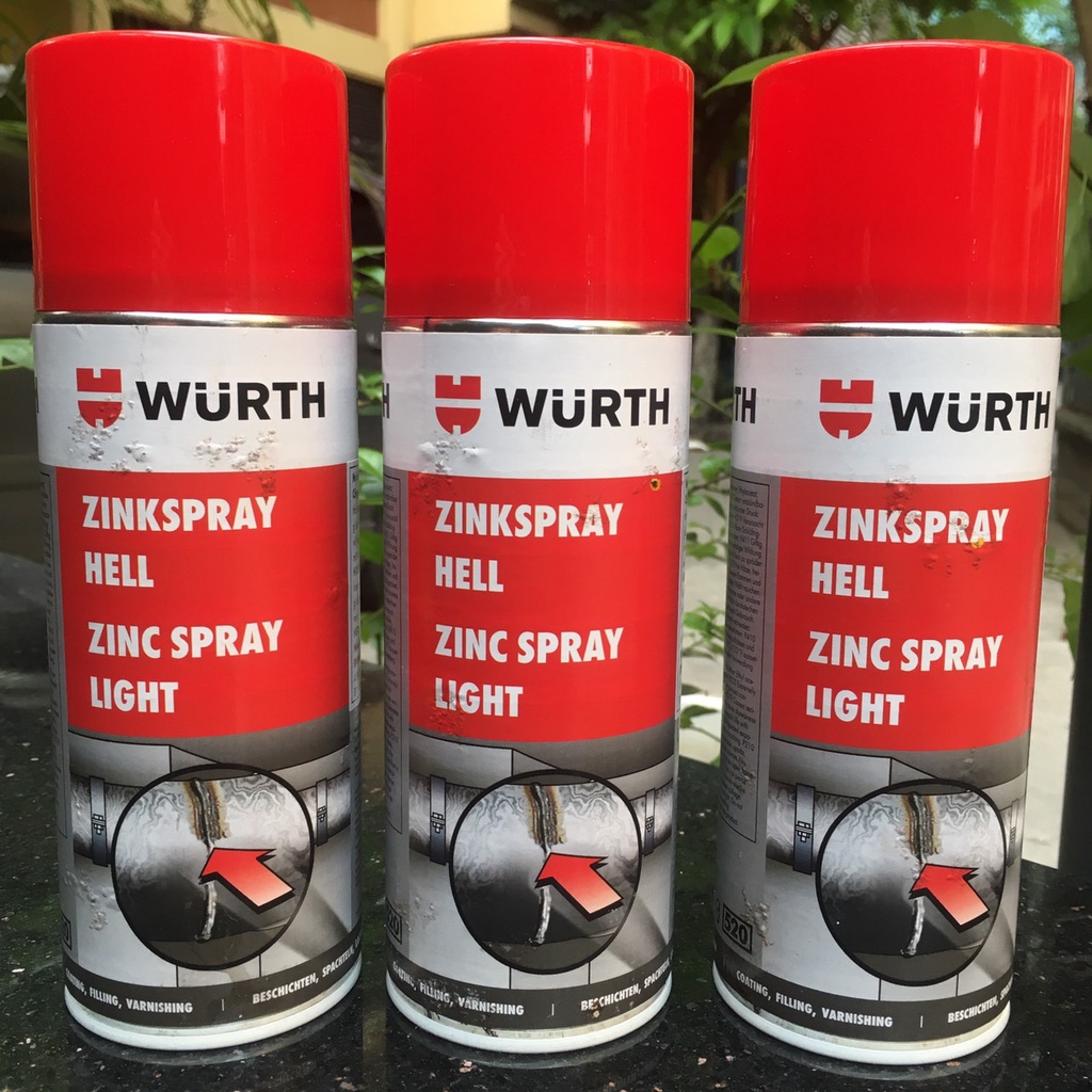 Sơn mạ kẽm chống rỉ chịu nhiệt Wurth zinc spray 400ml