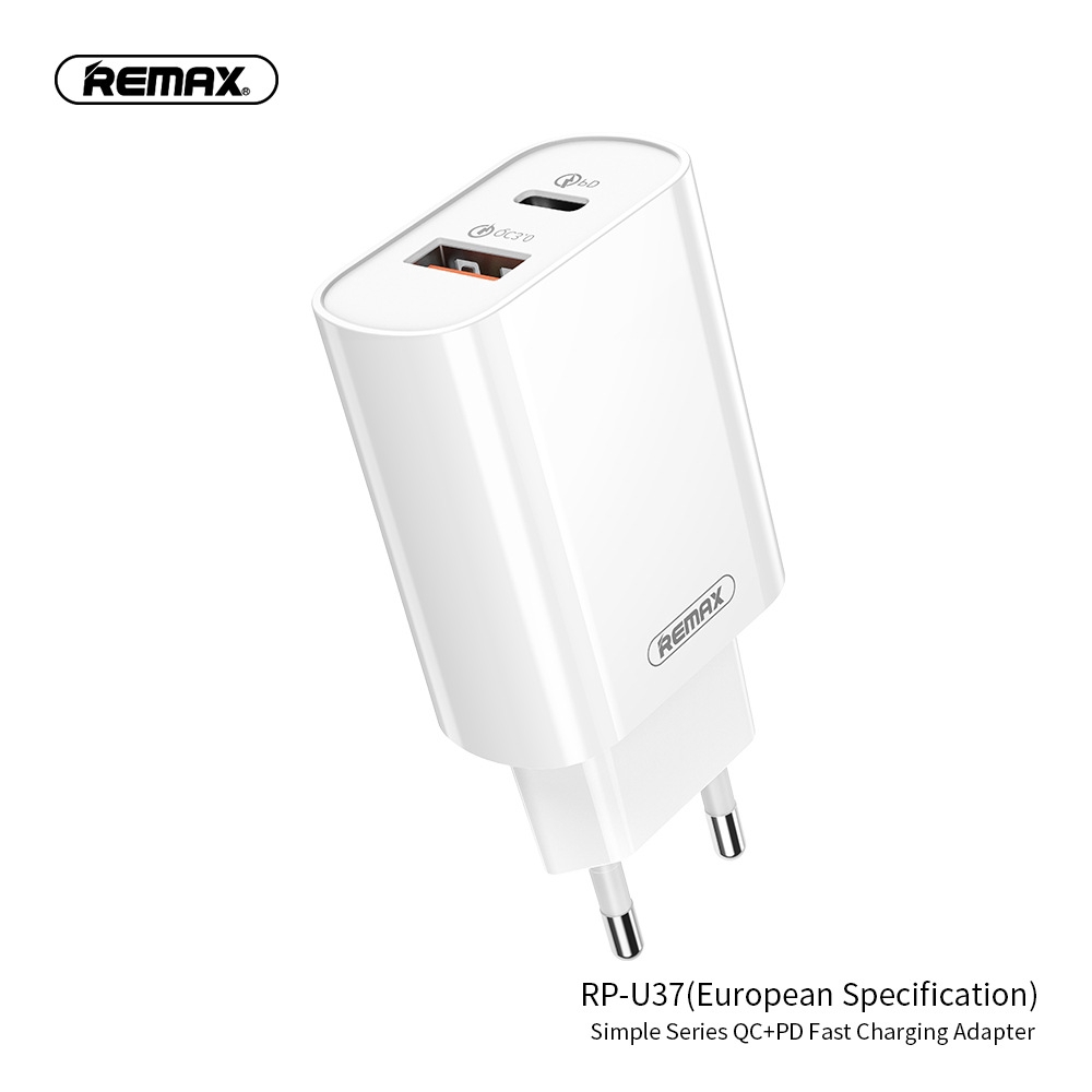 Phích EU CN US cắm sạc nhanh 2 cổng USB 3.0 + PD Remax