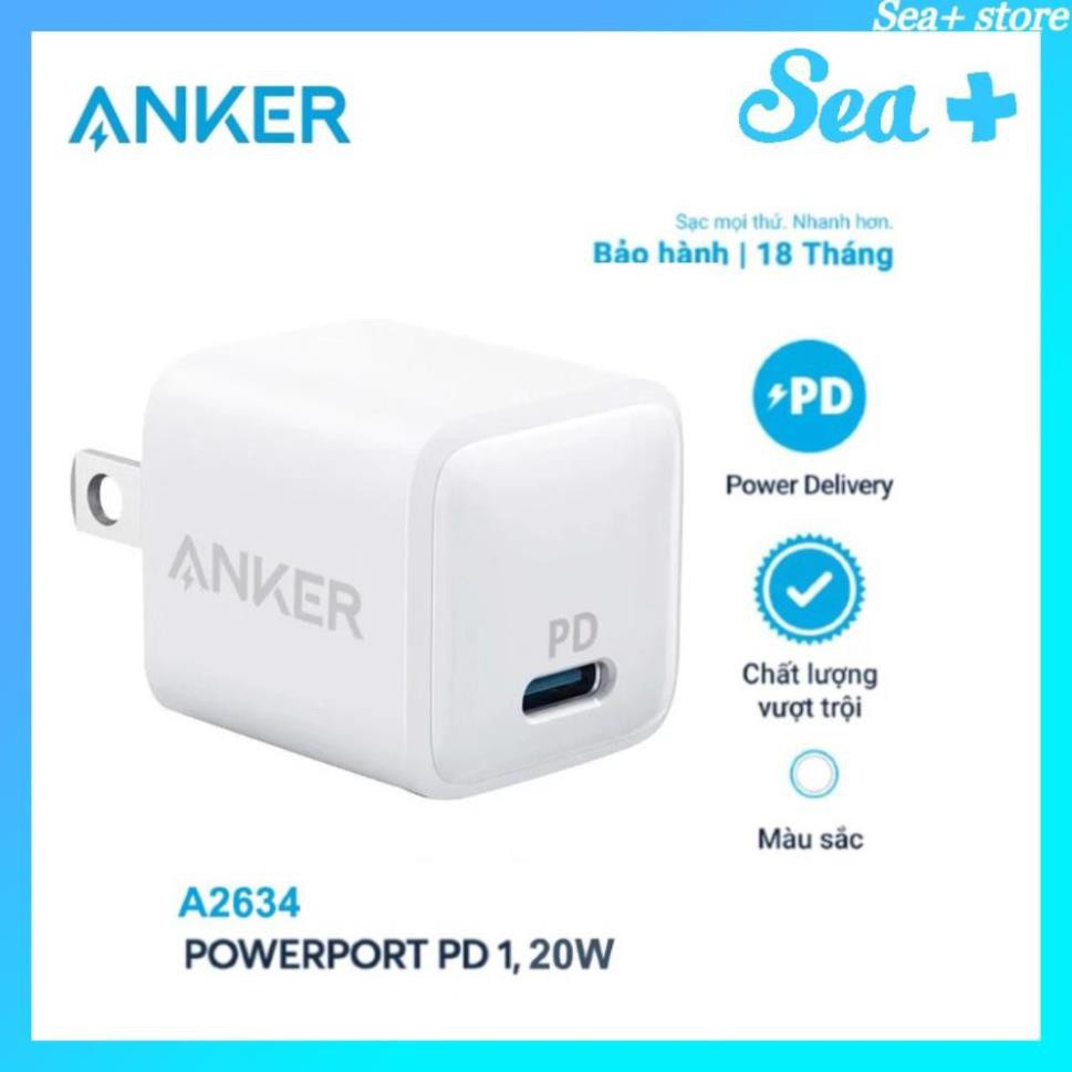 Sạc Anker PowerPort 20W PD Nano - Mã A2634 - Siêu nhỏ - Mạnh mẽ - An toàn - Tương thích cao - Chính hãng