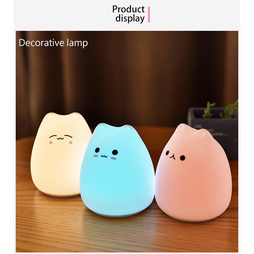 Đèn Ngủ Led Cảm Ứng Chuyển Động Bằng Silicon Hình Mèo Dễ Thương