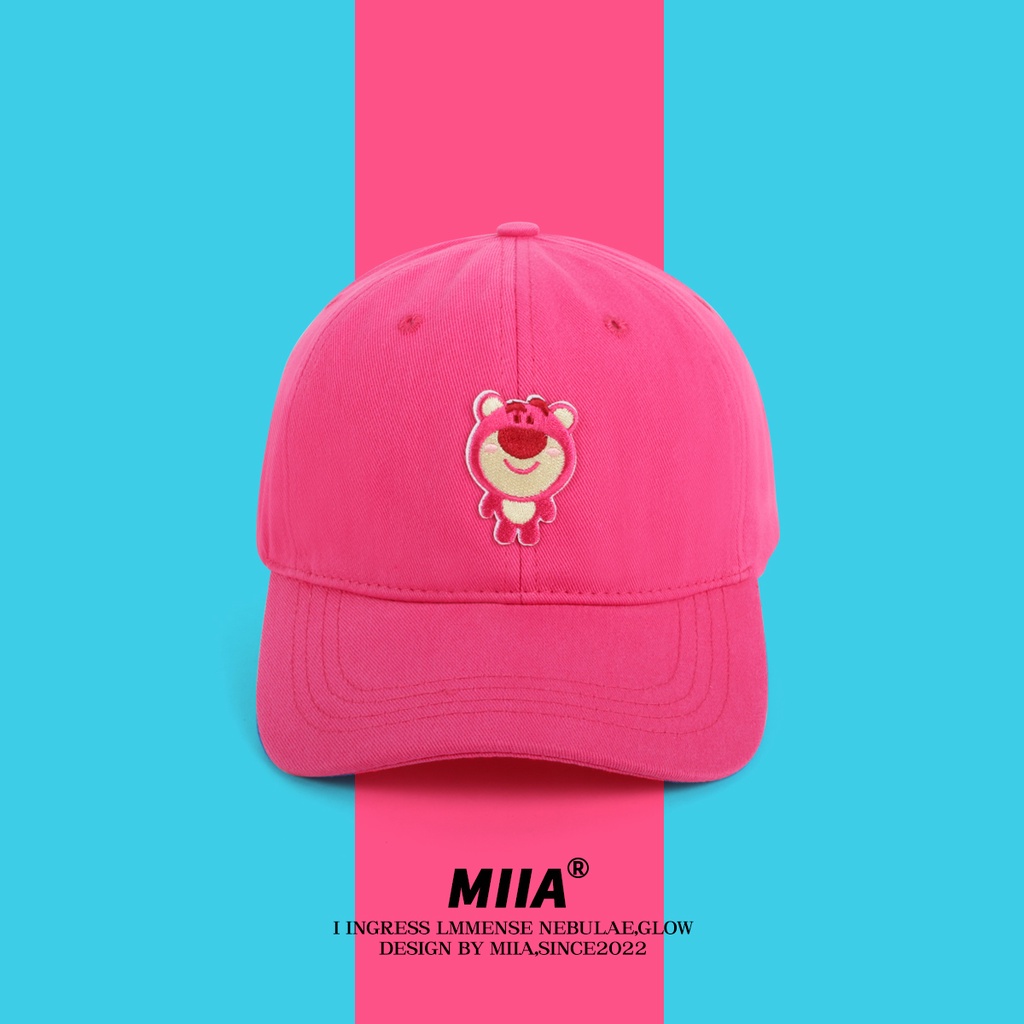 Mũ Lưỡi Trai Che Nắng Chất Liệu Mềm Mại Họa Tiết Chú Gấu Và Dâu Tây Đáng Yêu Thời Trang Mùa Hè Cho Nữ