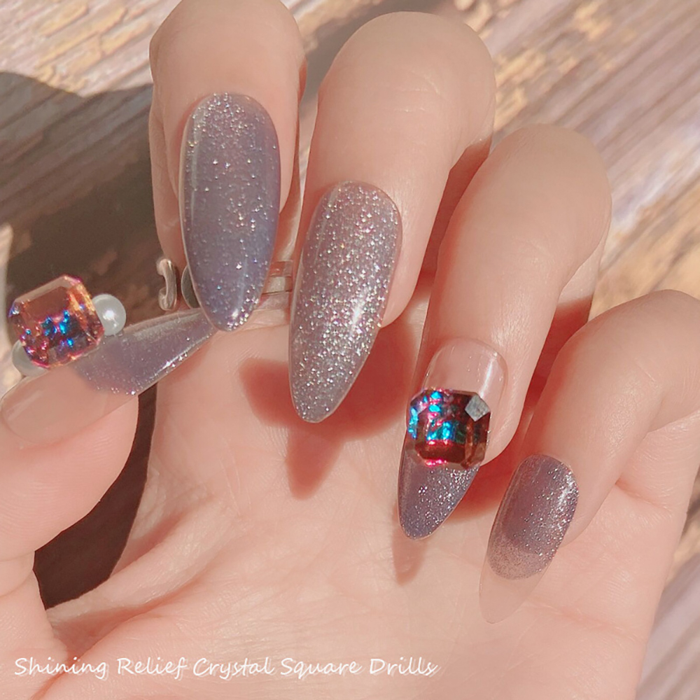 Set 10 Phụ Kiện Kim Cương Giả Hình Hoa Sen 3D Lấp Lánh Để Trang Trí Móng Tay