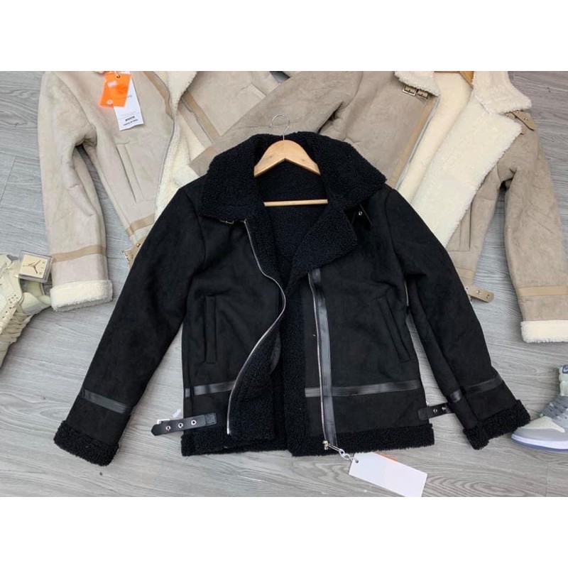 Áo Khoác jacket Da lộn lót lông siêu ấm