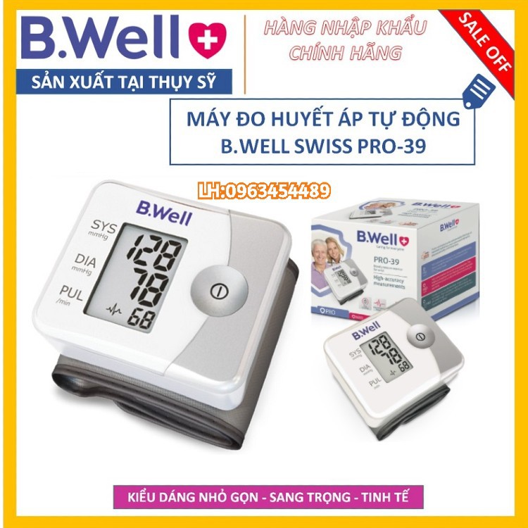 [CHÍNH HÃNG THỤY SỸ] MÁY ĐO HUYẾT ÁP CỔ TAY CAO CẤP B.WELL SWISS PRO-39  BẢO HÀNH 5 NĂM - 1 ĐỔI 1